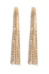 Tassel W/ Stone Long Clip Earrings