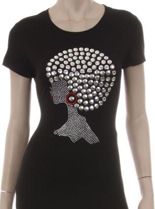 Silver Natural Hair Afro Lady Short Sleeve Shirt