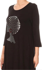 Silver Pompom Hair Afro Dress with Side Pockets