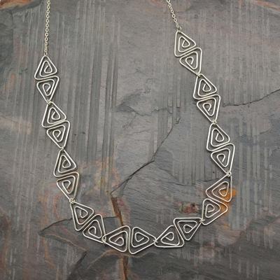 Silver Plated Triangle Dichroic Necklace