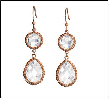 Rose Gold Clear Teardrop Earring