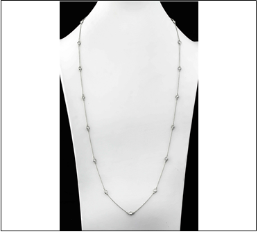 36 Inch Silver Necklace with Cubic Stones
