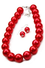 Pearl Necklace Set with 1 inch Ear Drop Pearl Hook Earrings