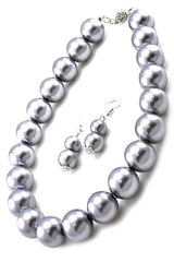 Pearl Necklace Set with 1 inch Ear Drop Pearl Hook Earrings