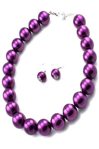 Pearl Necklace Set with 1 inch Ear Drop Pearl Hook Earrings