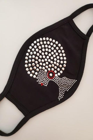 Silver Pompom Natural Hair Lady Washable Cotton Masks