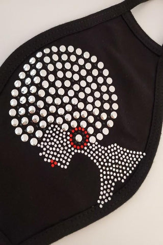 Silver Pompom Natural Hair Lady Washable Cotton Masks