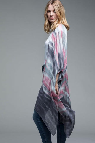 Gray & Pink Watercolor Kimono