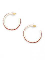 Red Diamond Cut Ball Chain Hoop Earrings