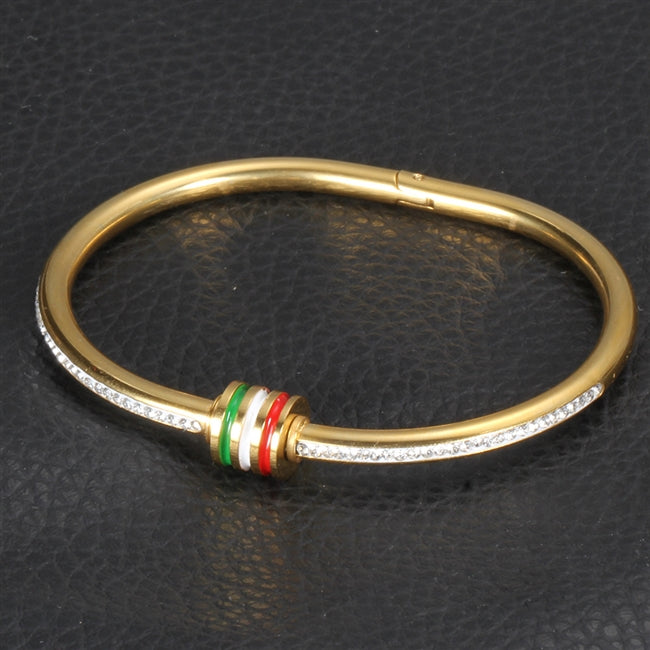 Stainless Steel Bracelet with Red/Green