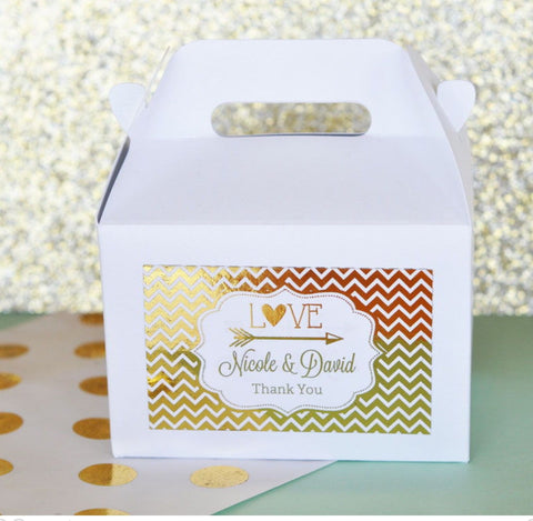 Personalized Metallic Foil Gable Boxes (set of 12)