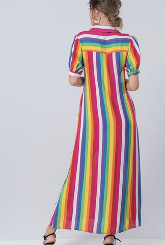 Rainbow Striped Maxi Dress