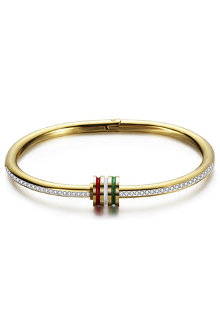 Stainless Steel Bracelet with Red/Green