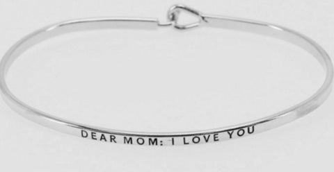Dear Mom I Love You Silver Cuff Bracelet