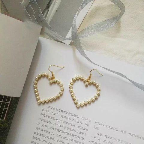 Faux Pearl Heart Shaped Earrings
