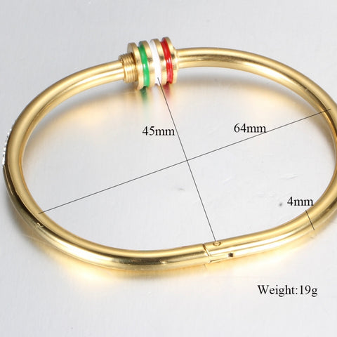 Stainless Steel Bracelet with Red/Green