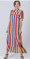 Rainbow Striped Maxi Dress