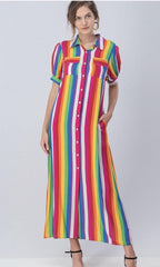 Rainbow Striped Maxi Dress