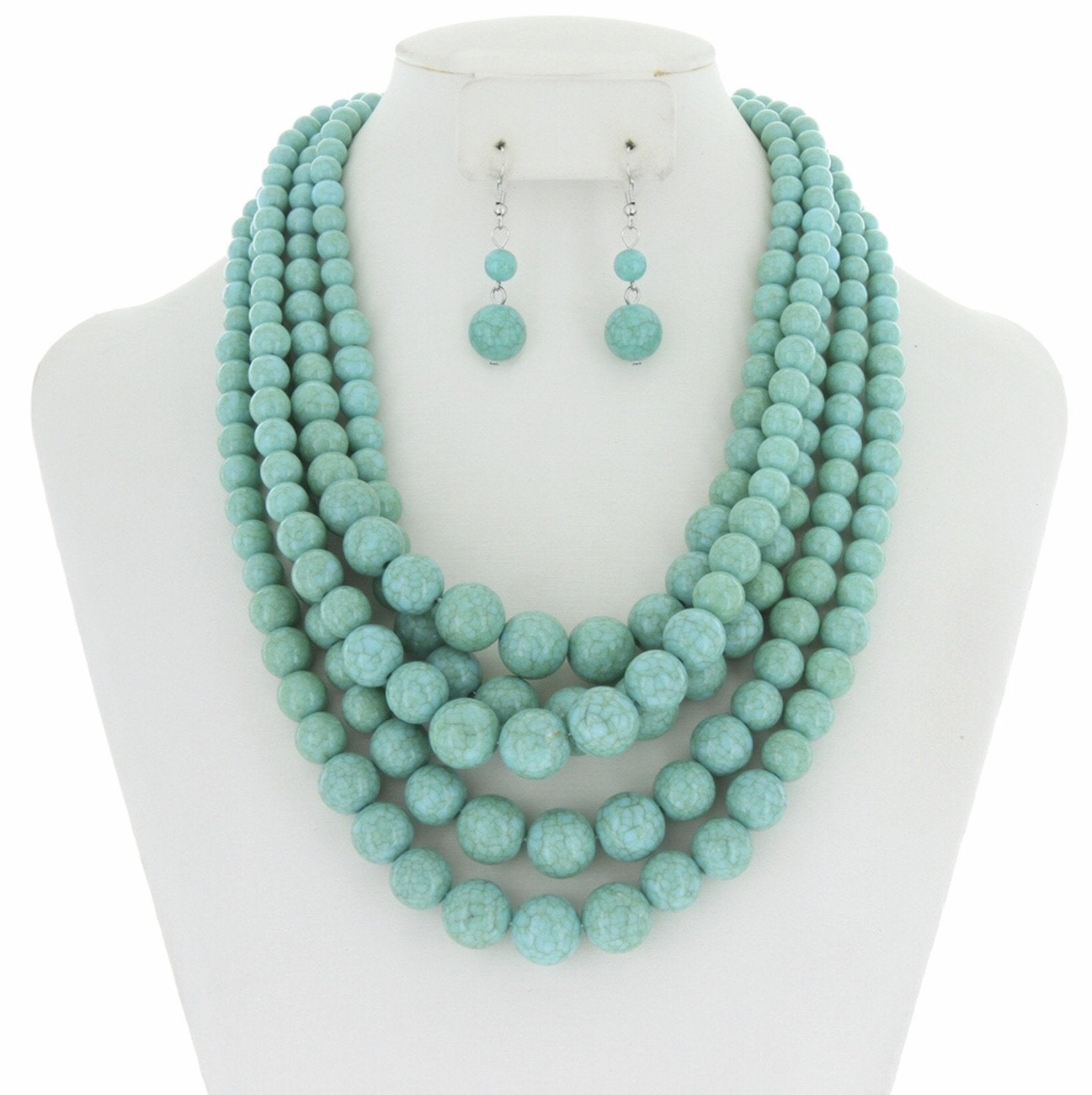 Multi Layered Necklace Set with Earrings