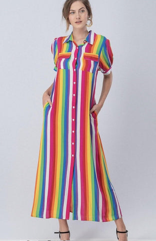 Rainbow Striped Maxi Dress