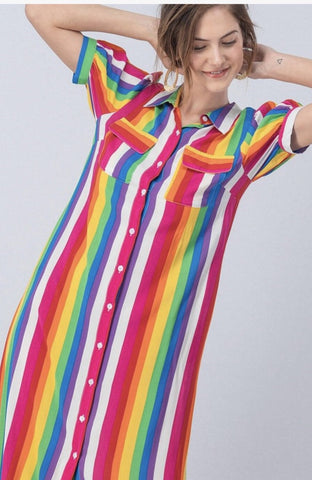 Rainbow Striped Maxi Dress