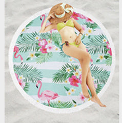 Flamingo Round Beach Towel