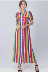 Rainbow Striped Maxi Dress