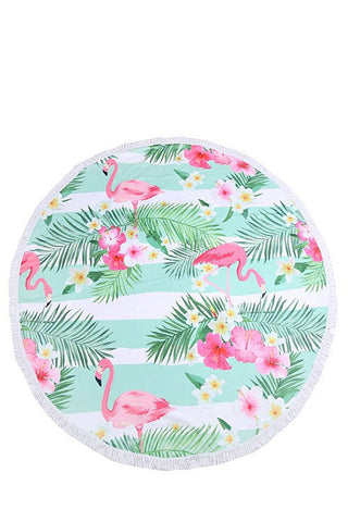 Flamingo Round Beach Towel