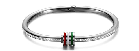 Stainless Steel Bracelet with Red/Green