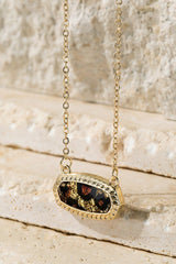 leopard print oval charm necklace