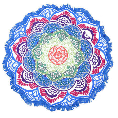 Large Lotus Print Round Beach Pool Towel