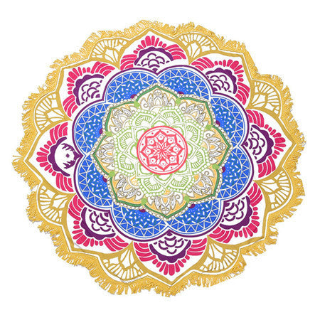 Large Lotus Print Round Beach Pool Towel