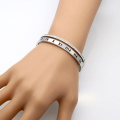 Silver Roman Numeral Bangle