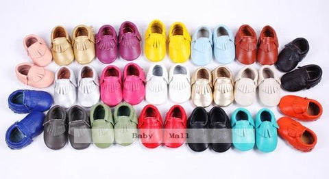 Genuine Leather Baby Moccasins with Fringe