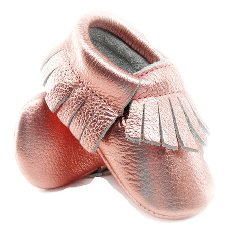 Genuine Leather Baby Moccasins with Fringe