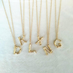 Gold Hammered Bamboo Pendant Necklace