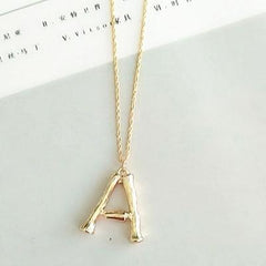Gold Hammered Bamboo Pendant Necklace