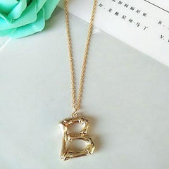 Gold Hammered Bamboo Pendant Necklace