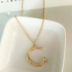 Gold Hammered Bamboo Pendant Necklace