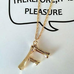 Gold Hammered Bamboo Pendant Necklace
