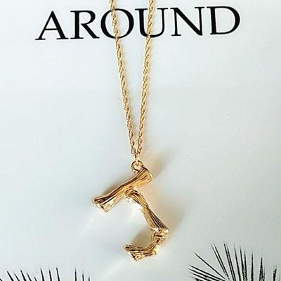 Gold Hammered Bamboo Pendant Necklace