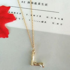 Gold Hammered Bamboo Pendant Necklace