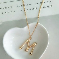 Gold Hammered Bamboo Pendant Necklace
