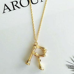 Gold Hammered Bamboo Pendant Necklace
