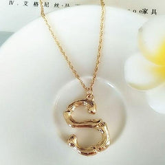 Gold Hammered Bamboo Pendant Necklace