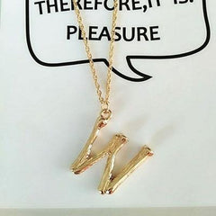 Gold Hammered Bamboo Pendant Necklace