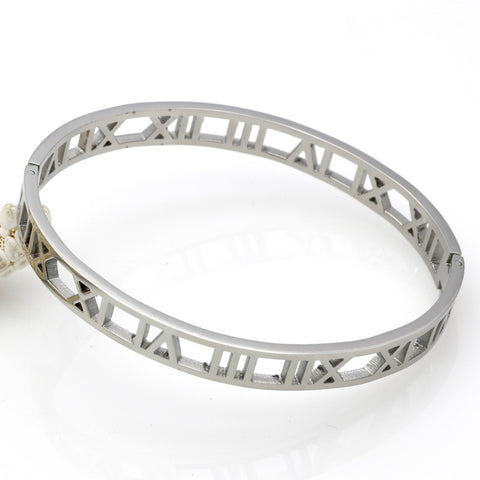 Roman Number Bangle Cuff Stainless Stell Bracelets