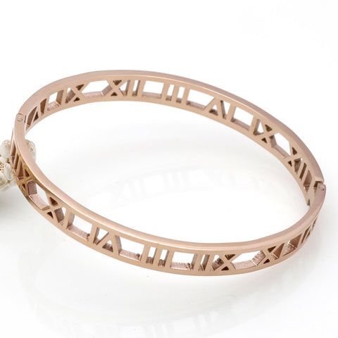 Roman Number Bangle Cuff Stainless Stell Bracelets