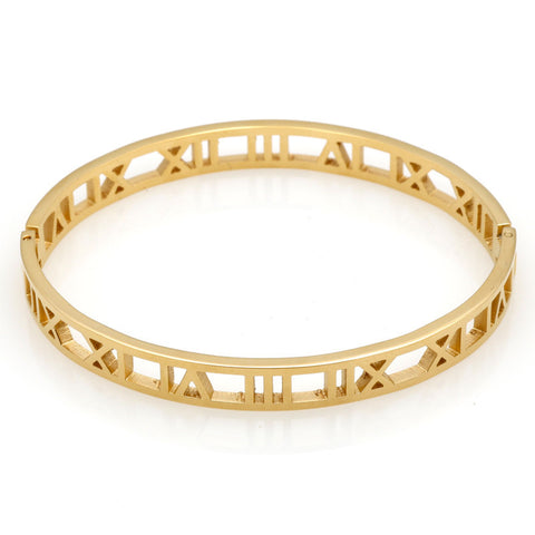 Roman Number Bangle Cuff Stainless Stell Bracelets